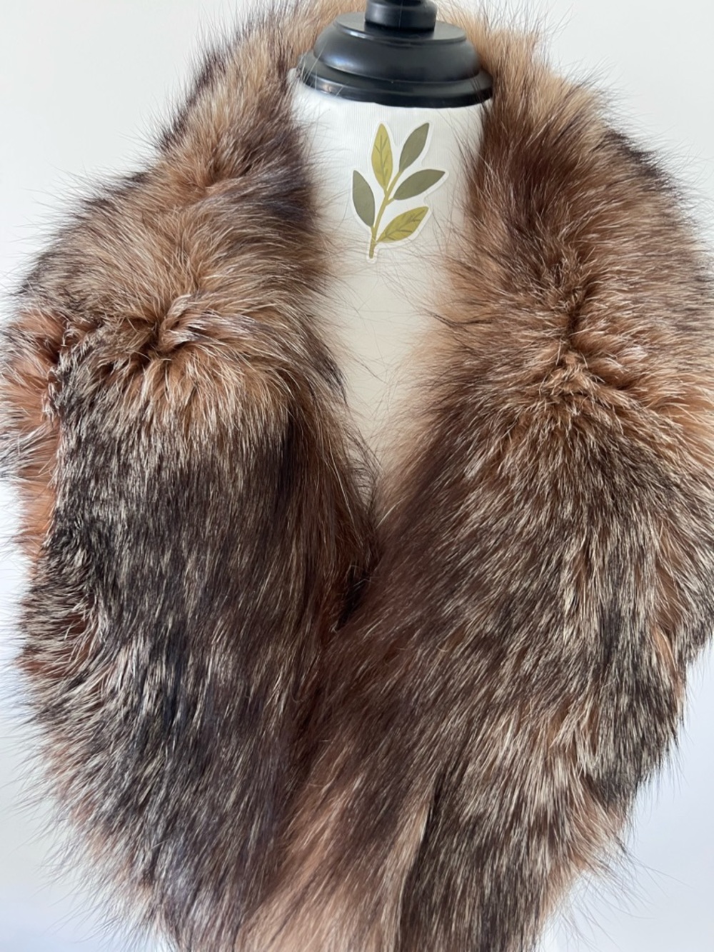 Vintage Real Fox Fur Collar Shawl Wrap | Brown Multi-Tone Boho Western Mob Wife - Picture 2 of 7